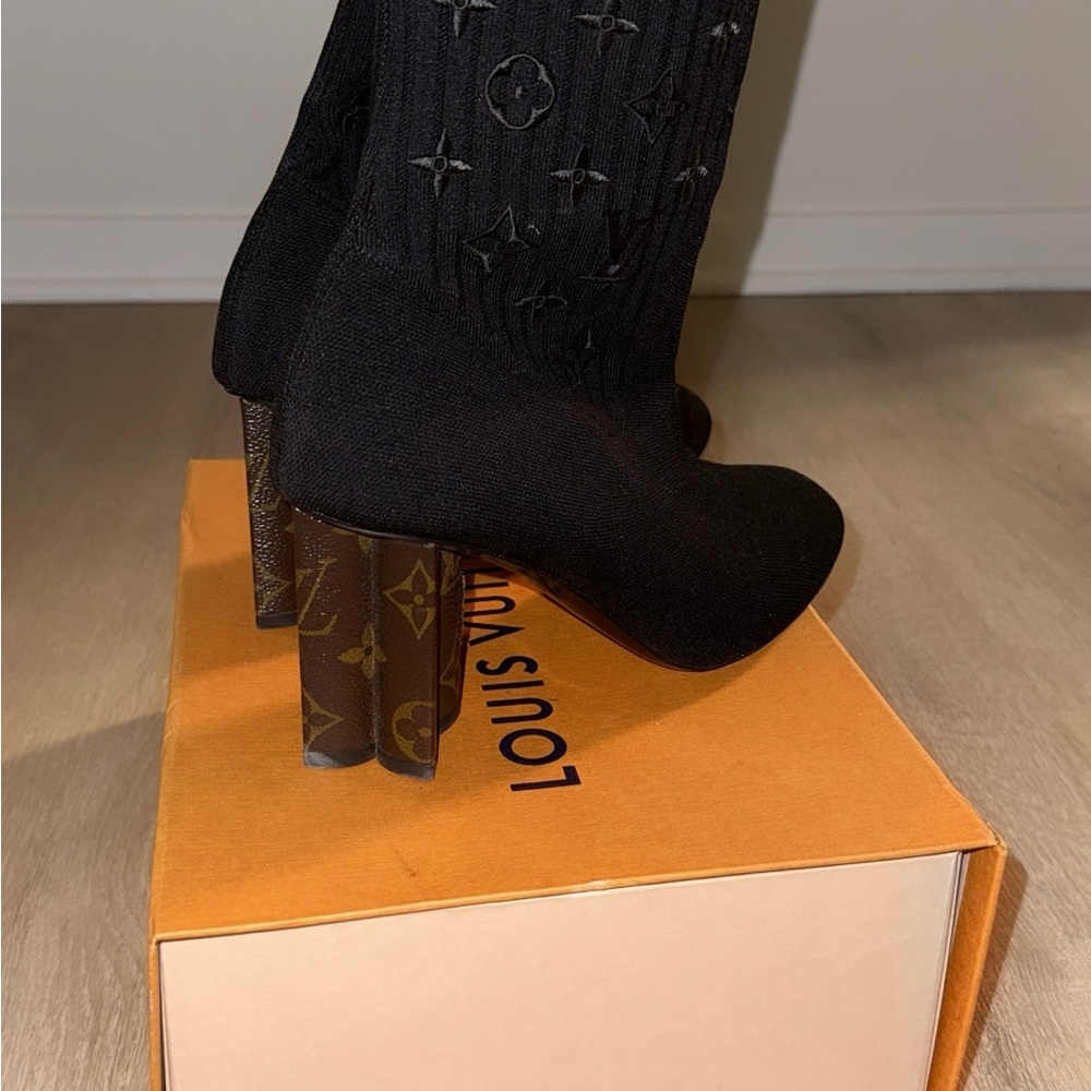 Louis Vuitton Black Heeled Boots with Chunky Transparent Heel